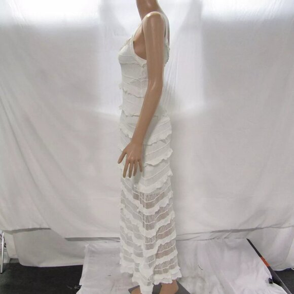 NEW SANDRO Womens Two Layer Jessie Knit Maxi Dress White Size 6 - Picture 9 of 12